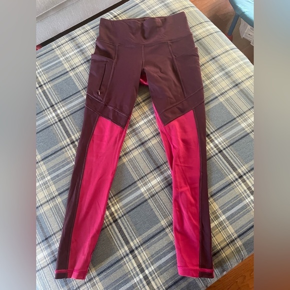 Athleta All In Structure Colorblock 7/8 Leggings Contrast Auberge Red Pink - Picture 3 of 8